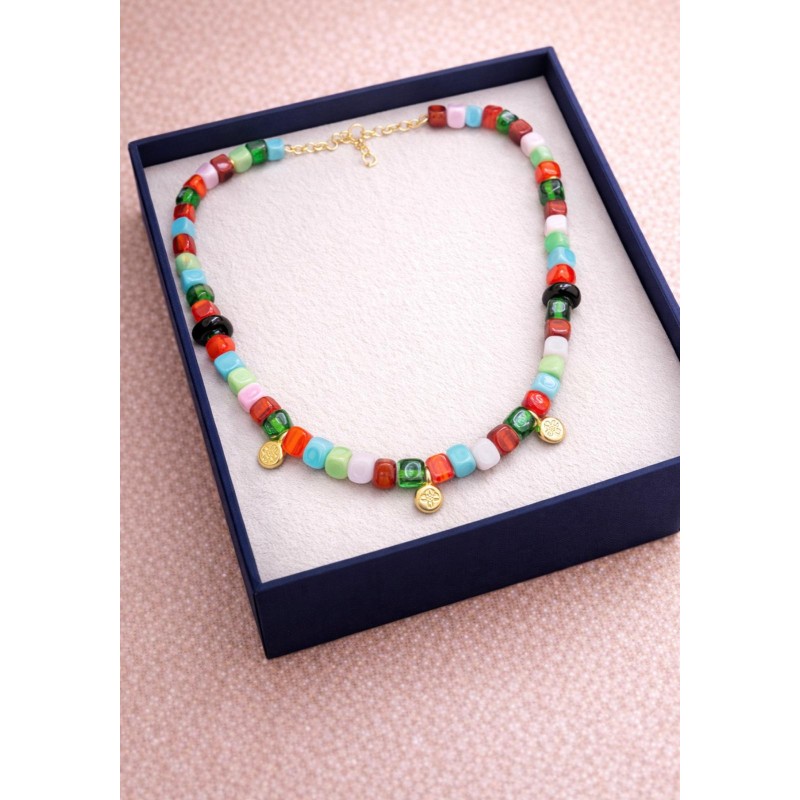 MURANO CAM BONCUK KOLYE  - RENKLİ