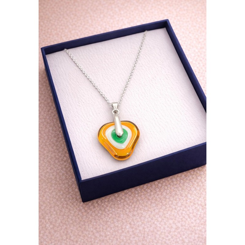 MURANO TEK UÇLU KOLYE - SARI-YEŞİL