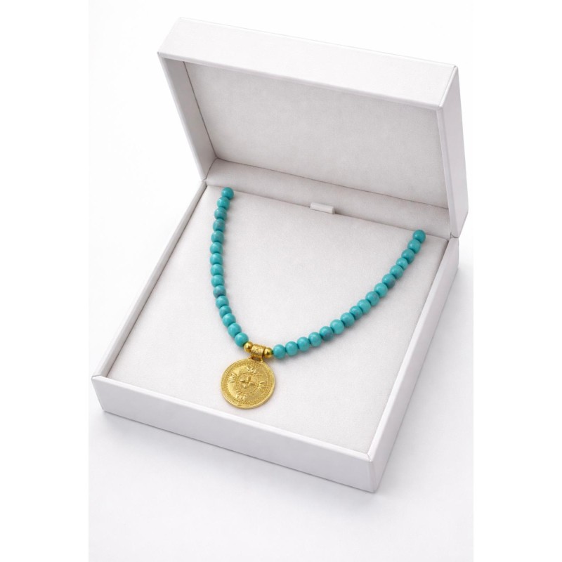 TURKUAZ KOLYE -ALTIN UÇ DETAY