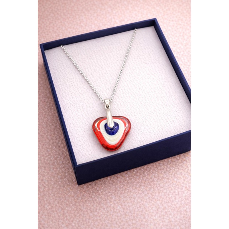 MURANO TEK UÇLU KOLYE - BEYAZ-TURUNCU- LACİVERT