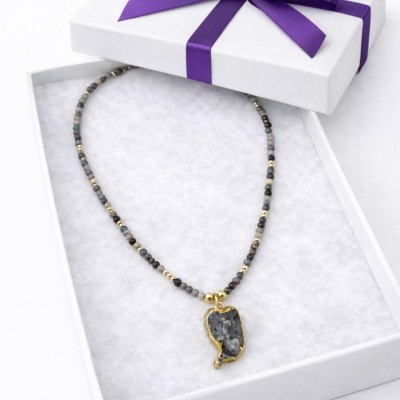 AKİK - AMETİST UÇ KOLYE 